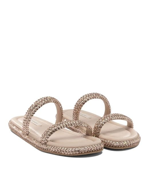 Casadei Pink Leather Rubber Sandals
