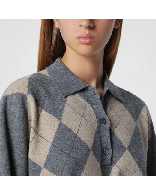 Rohe Blue Polo With Argyle Pattern