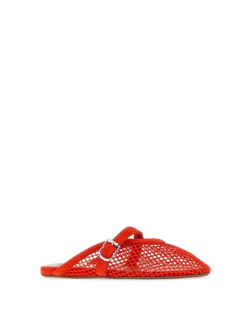 Alaïa Red Alaia Leather Slippers