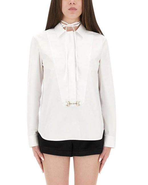Gucci White Cotton Poplin Shirt With Clamp