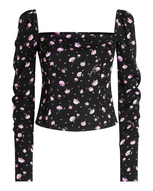 Dolce & Gabbana Black Dolce & Gabbana Carnations-Print Silk Top