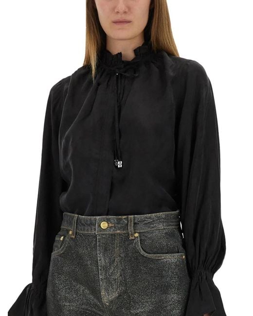 Ganni Black Cupro Viscose Shirts
