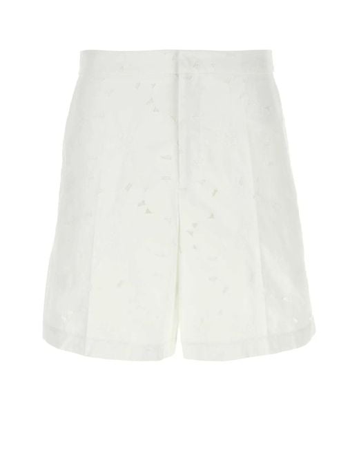 Valentino Garavani White Cotton Blend Bermuda Shorts for men