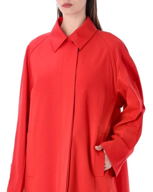 Prada Red Single-Breasted Gabardine Coat