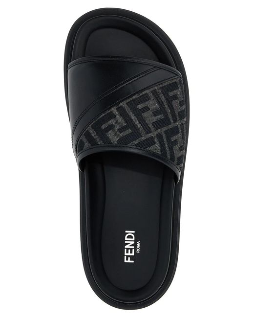 Fendi Black Diagonal' Sandals for men