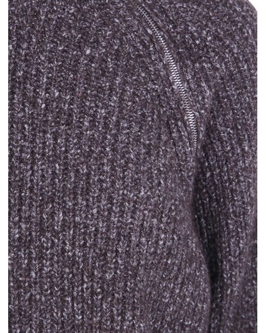 Mrz Purple Zip Turtleneck Sweater