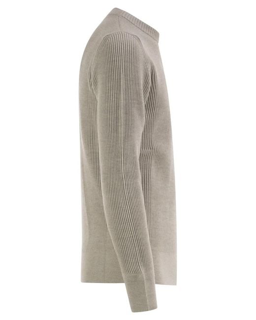 Stone Island Gray Crew-Neck Jumper With Ribbed Edges for men