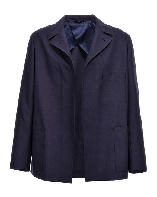 Fendi Blue Half Belt Jacket for men