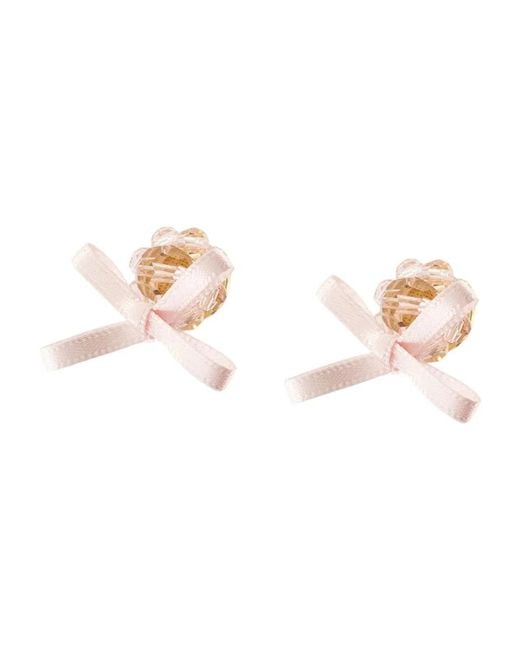 Simone Rocha White Petite Bow Daisy Earrings