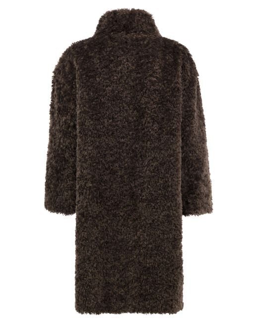 Herno Black Teddy-Effect Coat