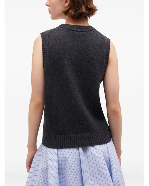 Ganni Gray Dark Rose Wool Vest