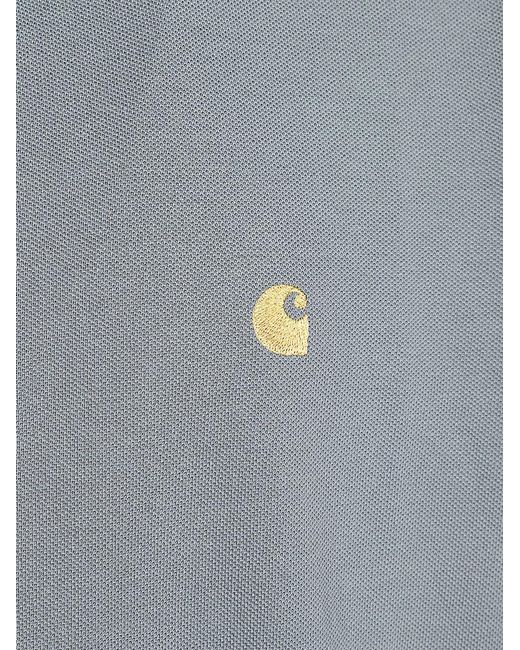 Carhartt Gray Logo Cotton Polo Shirt for men