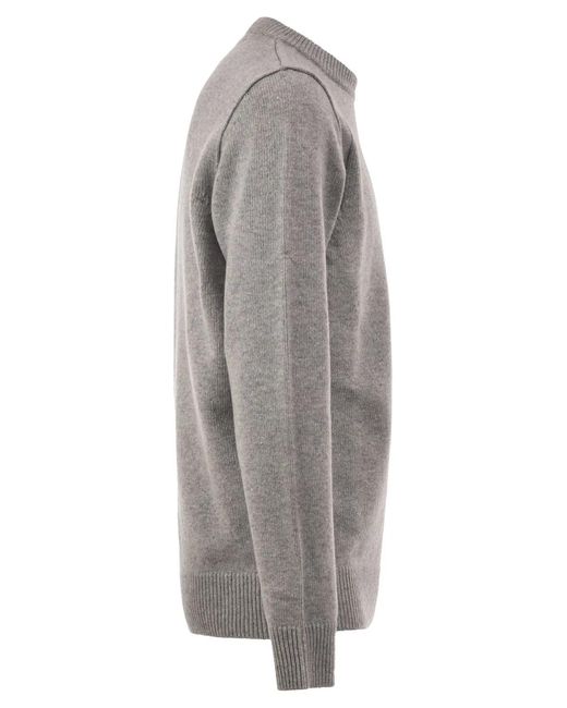 Stone Island Gray Crew-Neck Jumper With Reverse Stitch Details for men