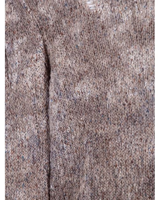 Avant Toi Gray "Zola" Camouflage Effect Malfile' Cotton Round Neck With Destroyed Effect for men