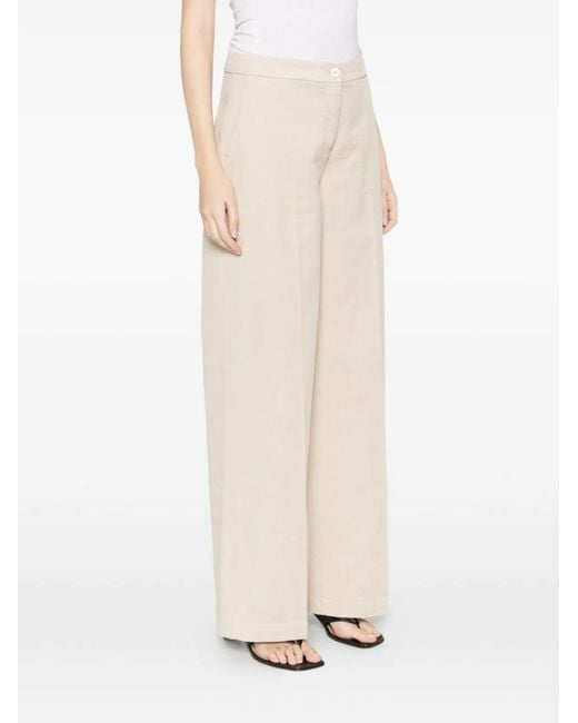 Via Masini 80 White Cotton Wide-Leg Trousers