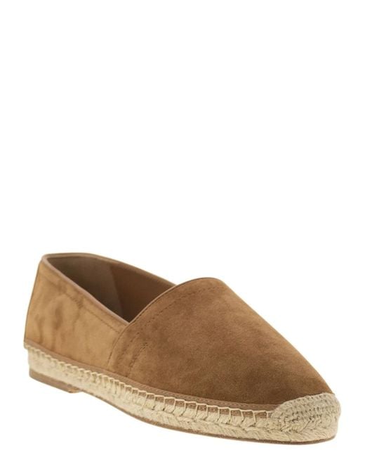 Brunello Cucinelli Brown Washed Suede Espadrilles With Beading for men