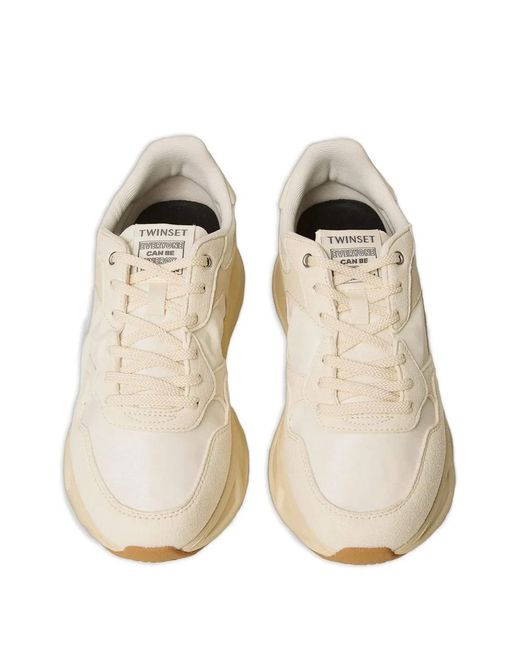 Twinset White Polyurethane Polyester Elastane Flat Shoes