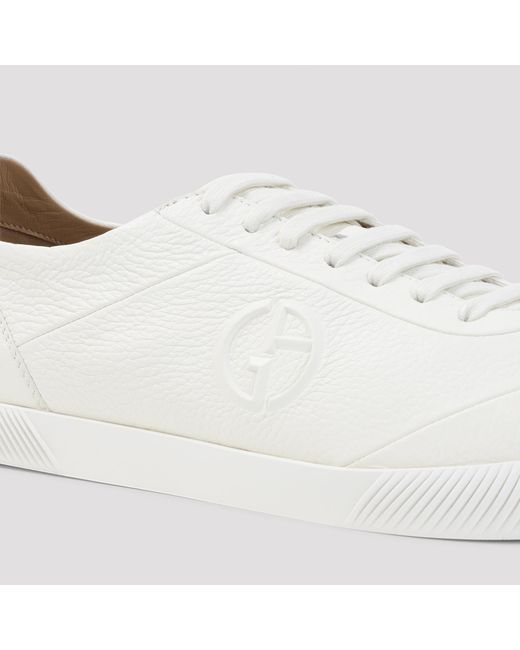 Giorgio Armani White Off Leather Sneakers for men