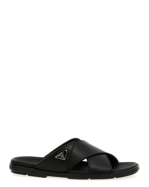 Prada Black Logo Sandals for men