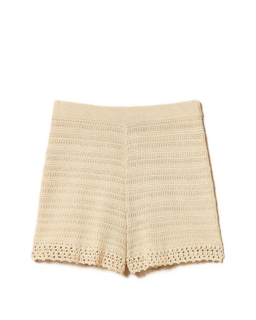 Twinset Natural Parchment Cotton Shorts