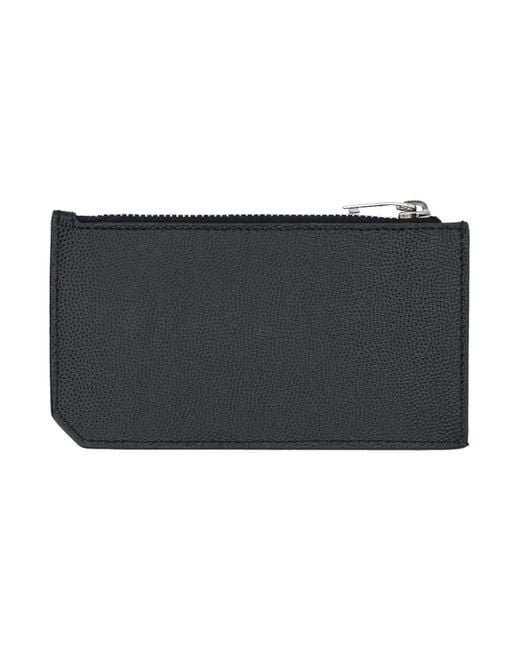 Saint Laurent Black Fragments Card Holder With Zip for men