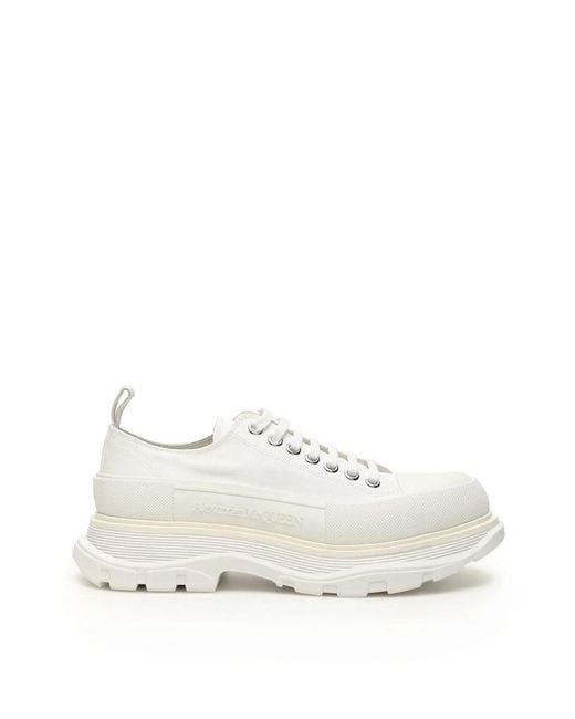 McQueen White Canvas Tread Slick Sneakers