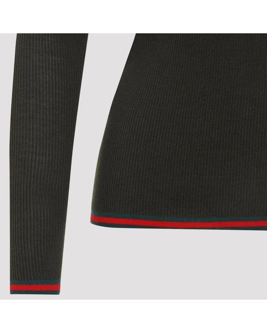 Gucci Green Cashmere And Silk Polo With Web