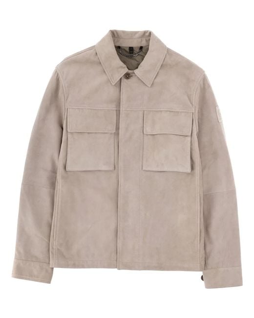 Belstaff Natural Solid Shirt Collar Jacket for men