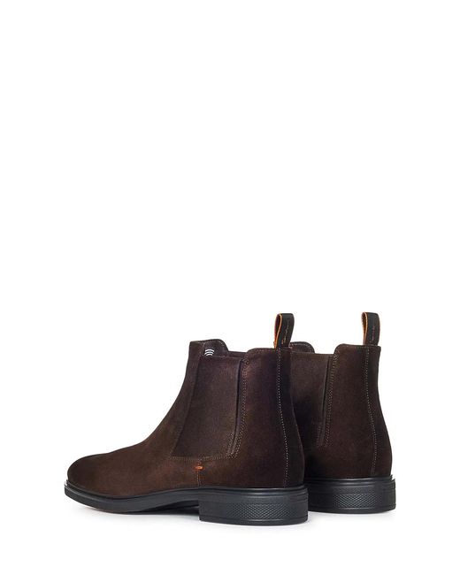 Santoni Brown Suede Ankle Boots for men