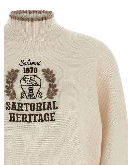 Brunello Cucinelli White Heraldic Embroidery Sweater