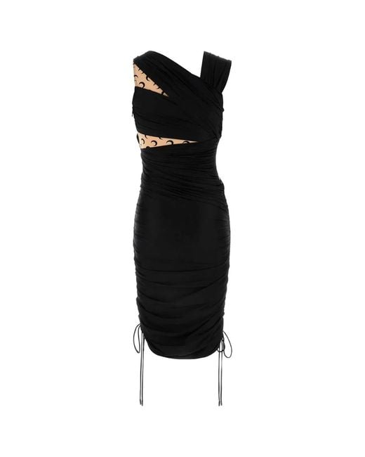 MARINE SERRE Black Draped Jersey Draped Dress
