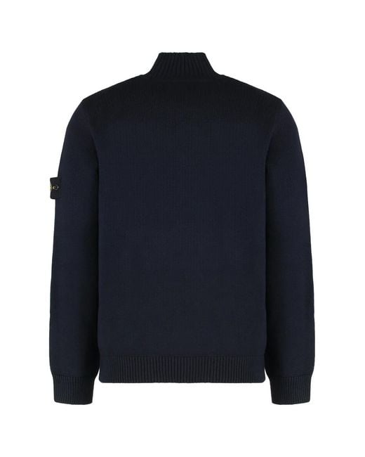 Stone Island Blue Turtleneck Sweater for men