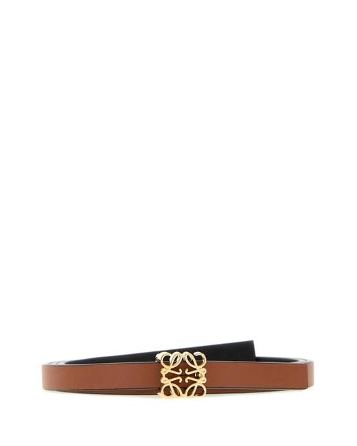 Loewe White Caramel Leather Reversible Belt