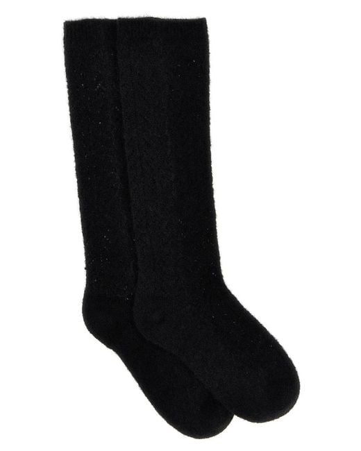 Valentino Garavani Black Mohair Socks