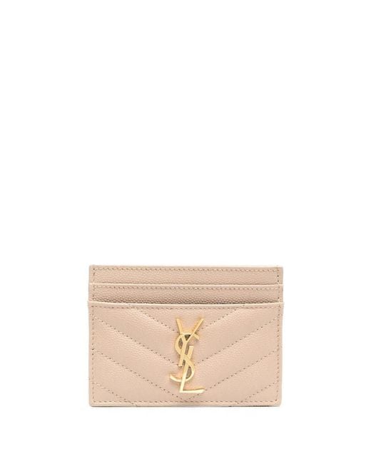 Saint Laurent Natural Monogram Quilted Cardholder