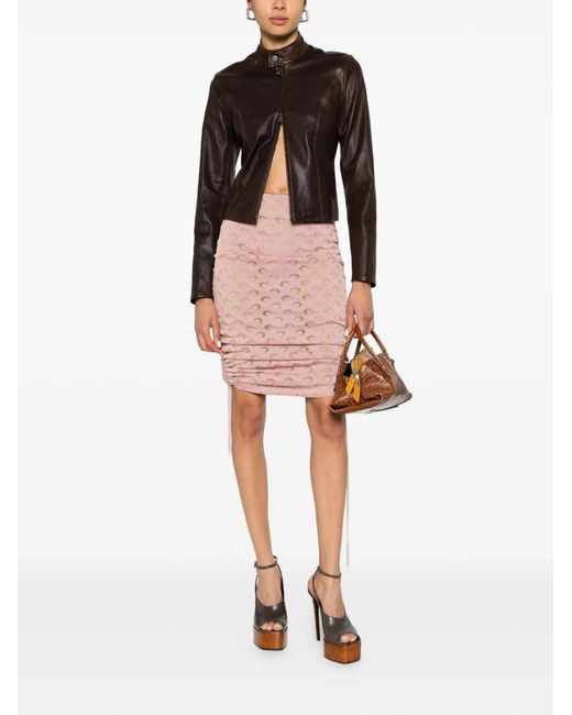 MARINE SERRE Pink Moon Devore Skirt