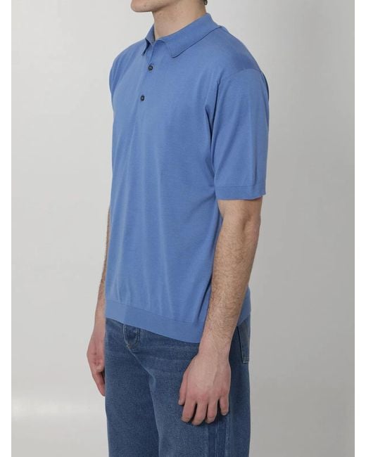 John Smedley Blue Adrian Polo Shirt for men