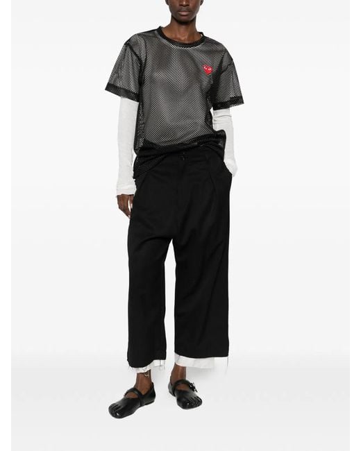 COMME DES GARÇONS PLAY Black Tshirt Mesh Emblem for men