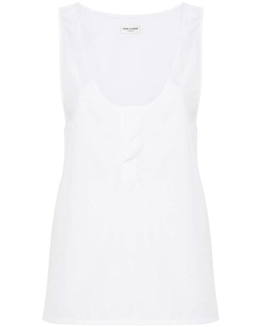 Saint Laurent White Cotton Poplin Top