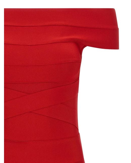 ROTATE BIRGER CHRISTENSEN Red Rotate Birger Christensen Crossed Band Dress