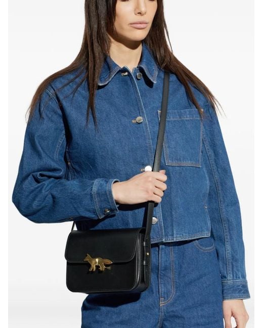 Maison Kitsuné Black Edie Leather Crossbody Bag