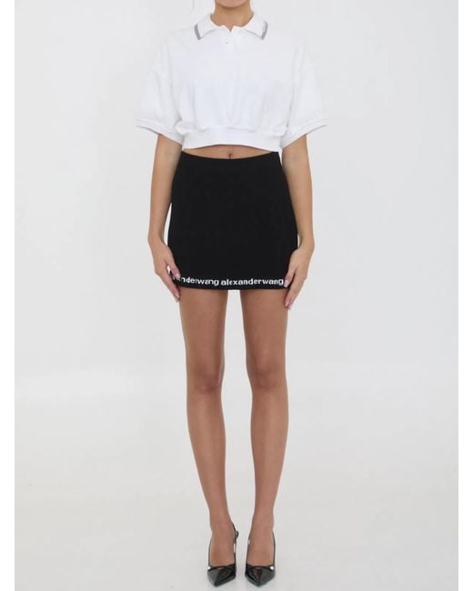 Alexander Wang White Cropped Cotton Polo Shirt