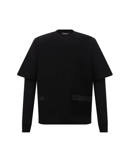 DSquared² Black Cool Fit Double Layer Logo Sweatshirt for men