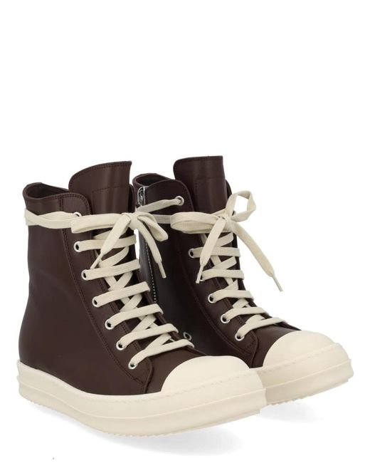 Rick Owens Brown Multicolour Leather Sneaker