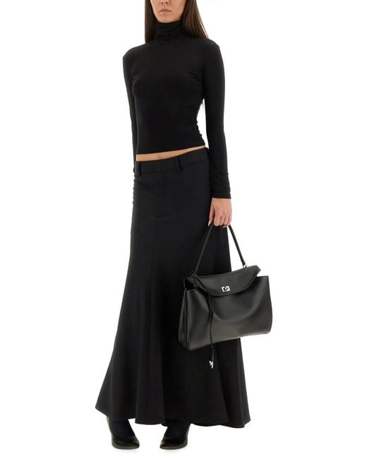 Balenciaga Black "Godet" Maxi Skirt
