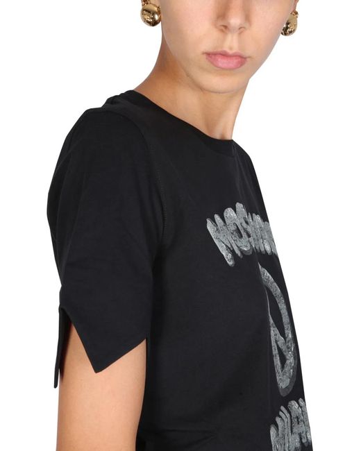 Moschino Black Flinstones Print T-Shirt