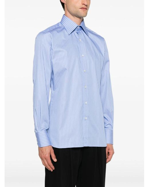 Tom Ford Blue Striped Cotton Shirt for men