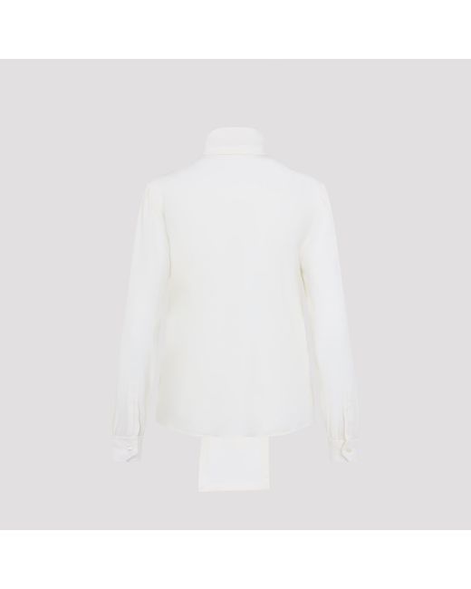 Saint Laurent White Craie Silk Bluose