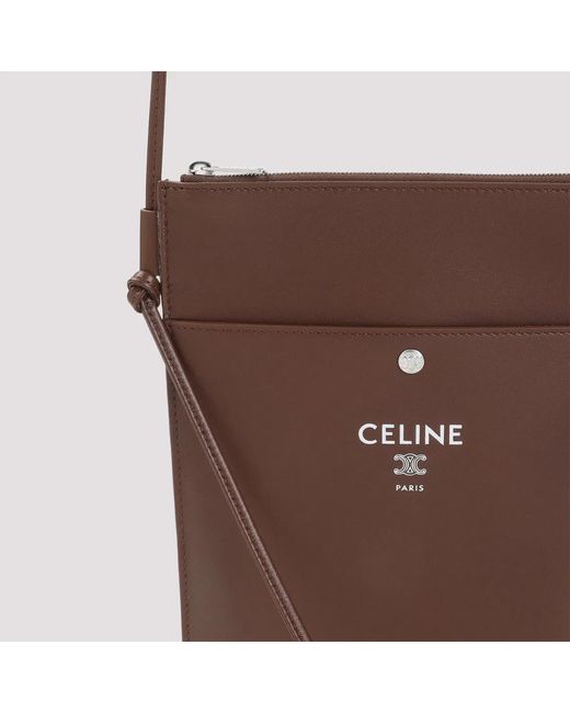 Céline Brown Chocolate Lamb Leather Sharp Pouch for men