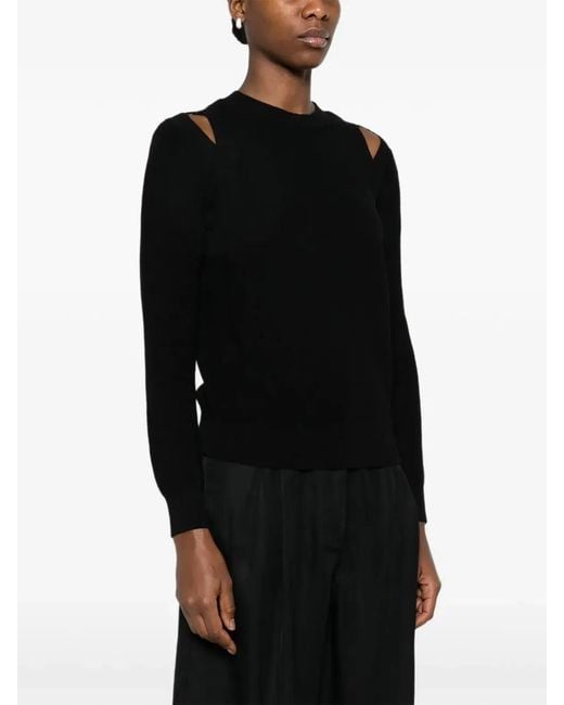 Elisabetta Franchi Black Knit Sweatshirt With Cut-Outs